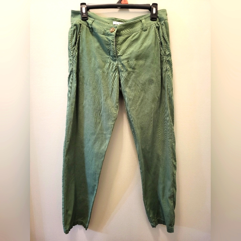 CAbi Women's Size 4 Green Low Rise Cropped Chinos Casual Cotton Pants Style #820